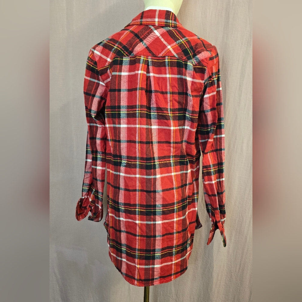 Isabel Maternity Women's Maternity Plaid Flannel Popover Tunin Top, Red - SMALL - Picture 6 of 8